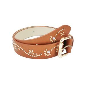 Bling Western Belts For Women Cowgirl Rhinestone Rivet Studded Belt Brown🤚